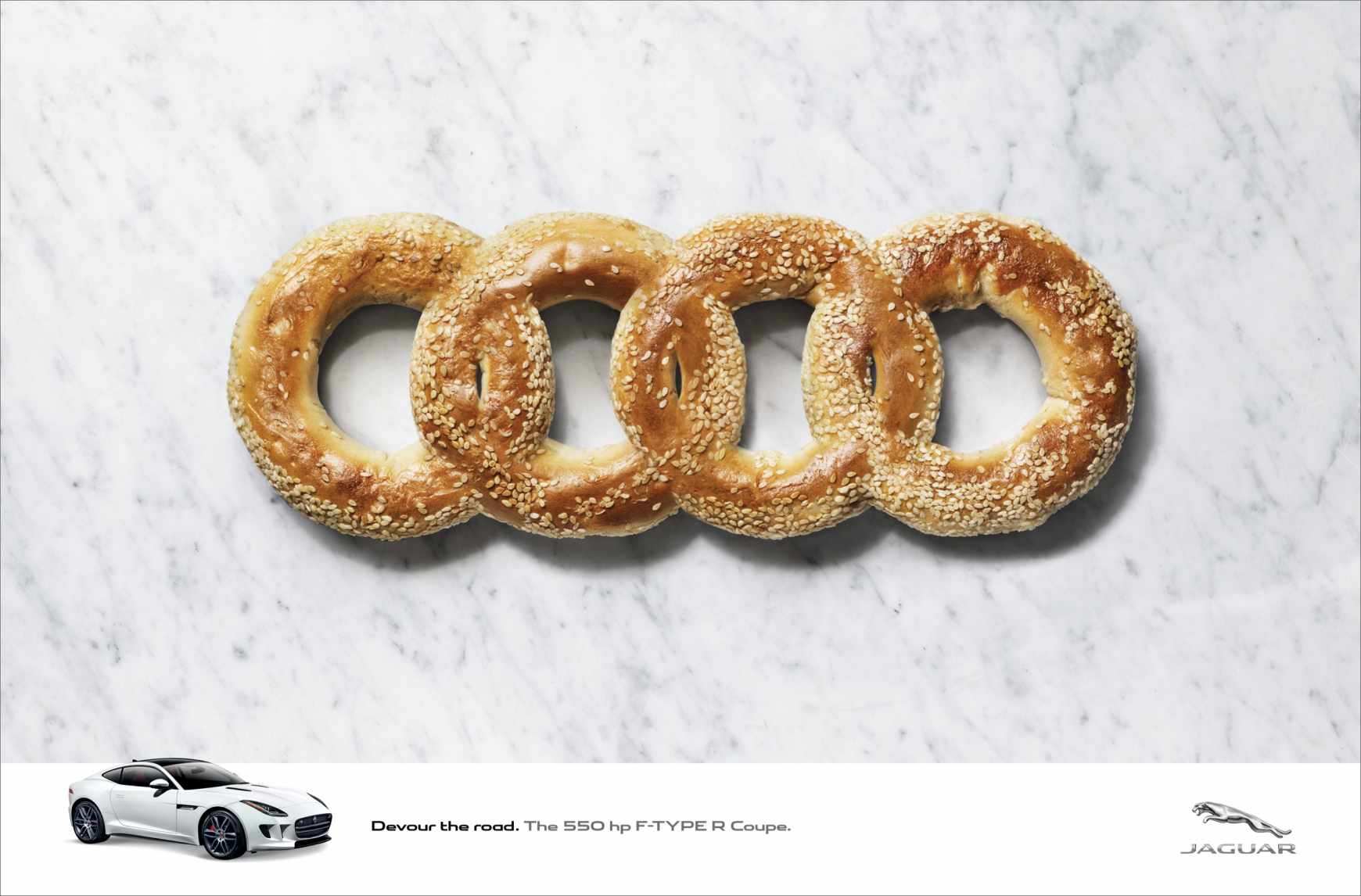上海广告设计公司分享-捷豹汽车“竞争对手logo篇”平面广告创意设计-奥迪篇