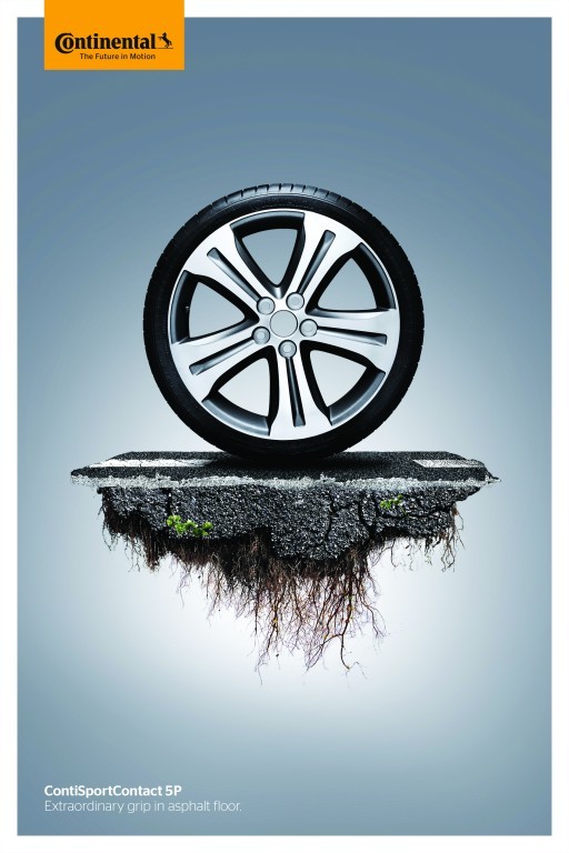 德国大陆Continental马牌轮胎平面广告-上海广告设计公司分享-水泥路面