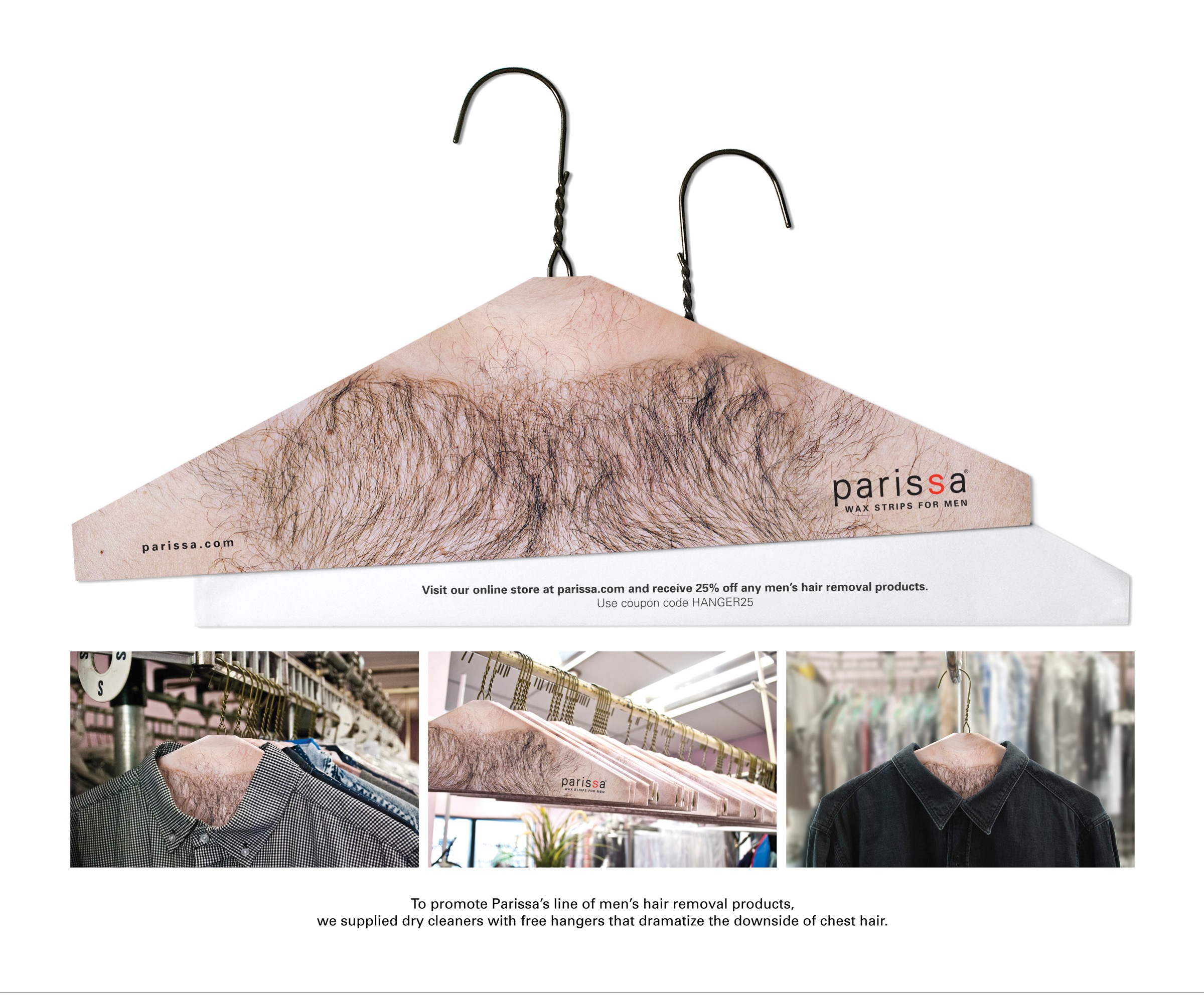 Parissa 男士脱毛“免费衣架”广告礼品创意设计