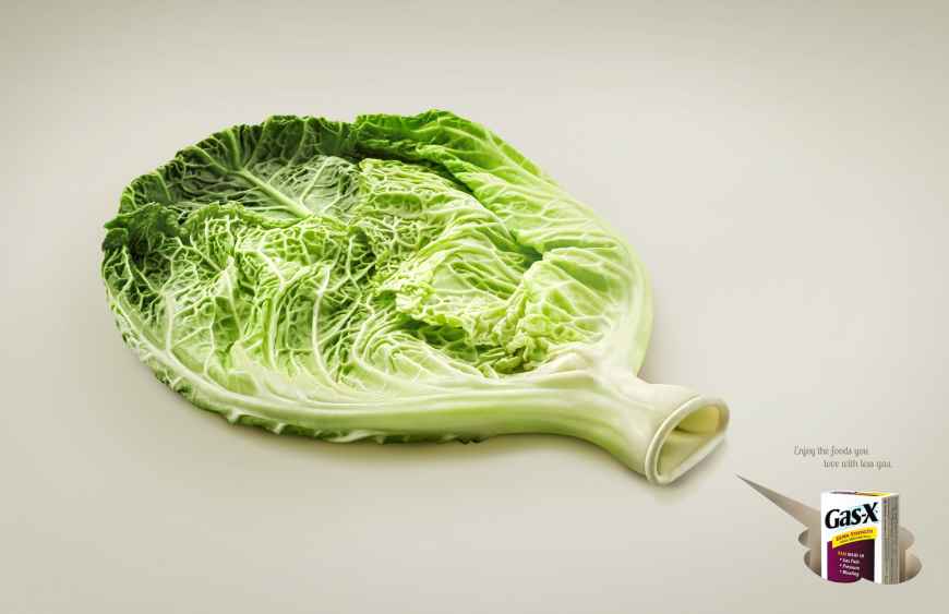 Gas-X药品治疗腹胀平面广告创意设计（蔬菜篇）——尚略中国品牌策划与广告设计公司