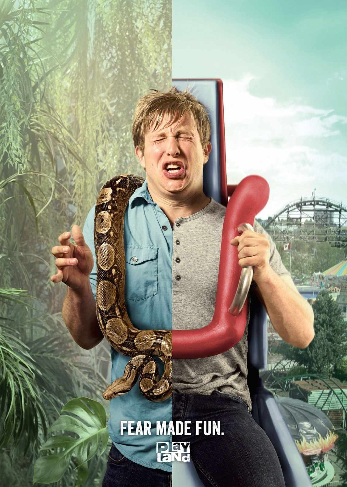 1.上海广告设计公司国外平面广告分享——Playland游乐场平面广告创意设计（蛇篇）-上海尚略广告公司