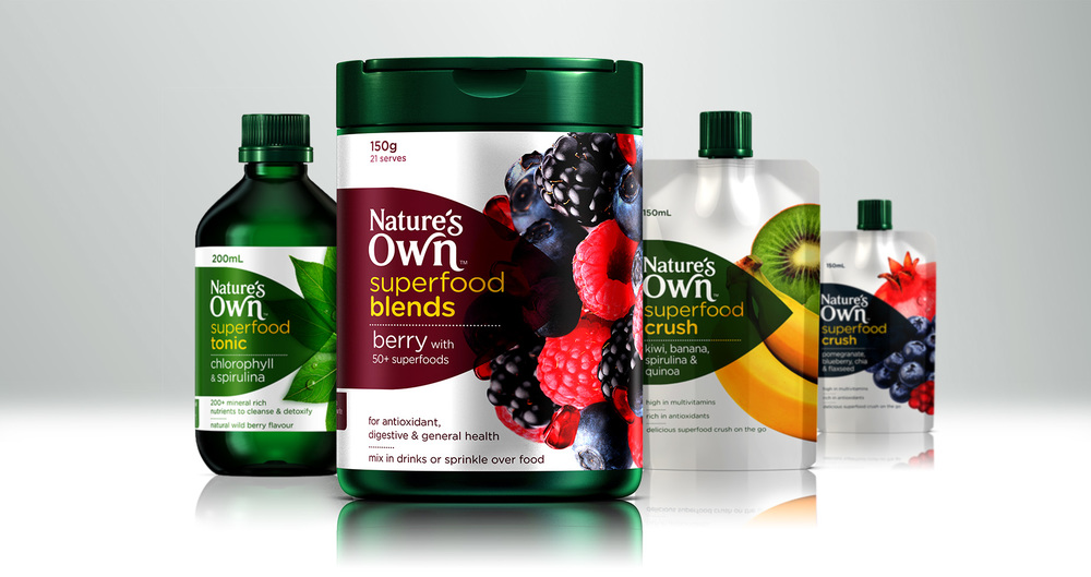 营养食品保健品包装设计——Nature Own 大自然超级食品营养补充剂包装设计