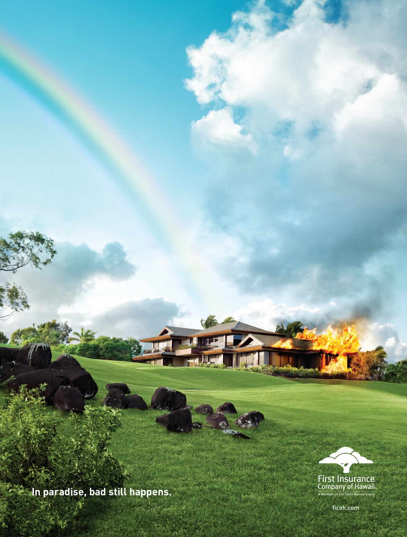 夏威夷保险平面广告设计欣赏-房子篇-尚略广告中国 上海策划公司