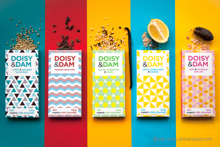 上海包装设计公司设计欣赏：Doisy & Dam有机巧克力几何图形包装设计-全家福包装7