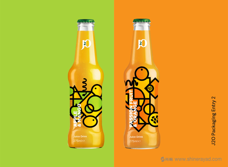 J2O 几何抽象图形果汁饮料包装设计-上海饮料包装设计公司设计欣赏1