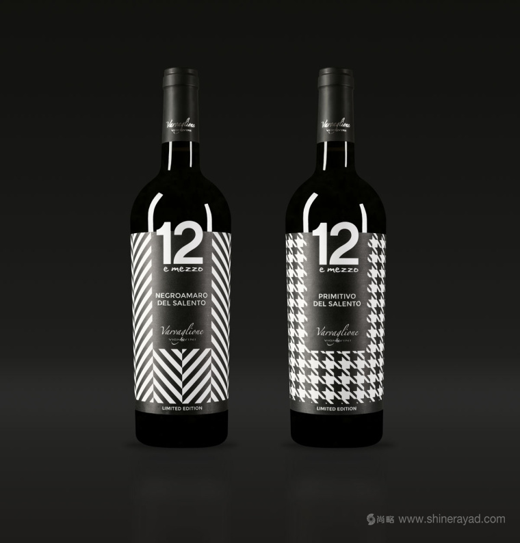 黑白条纹风格Varvaglione意大利红酒限量版礼盒包装设计-上海红酒包装设计公司1
