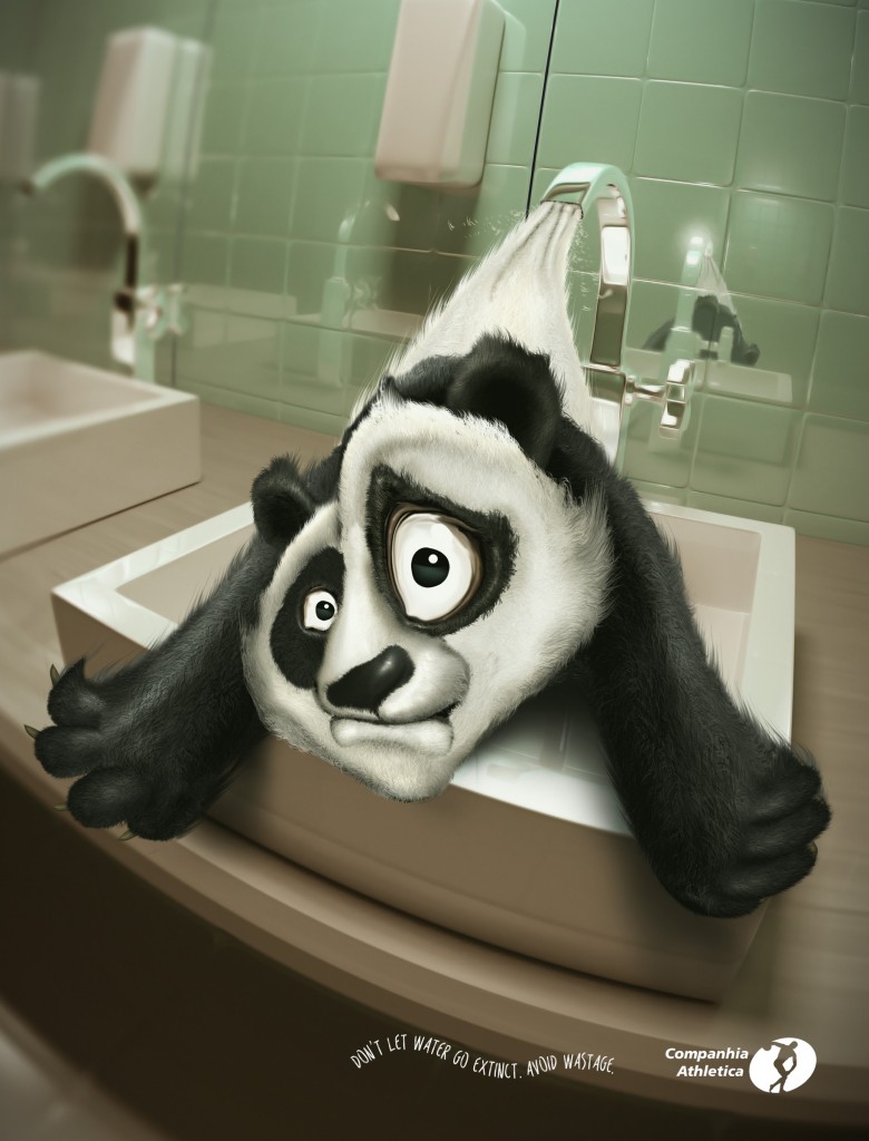 Cia Athletica 节水公益平面广告创意设计”别把水弄成濒危动物“篇-大熊猫篇