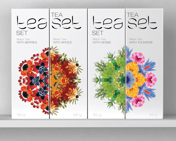 上海茶叶包装设计公司设计欣赏：万花筒风格TEASET有机 花茶水果茶包装设计1