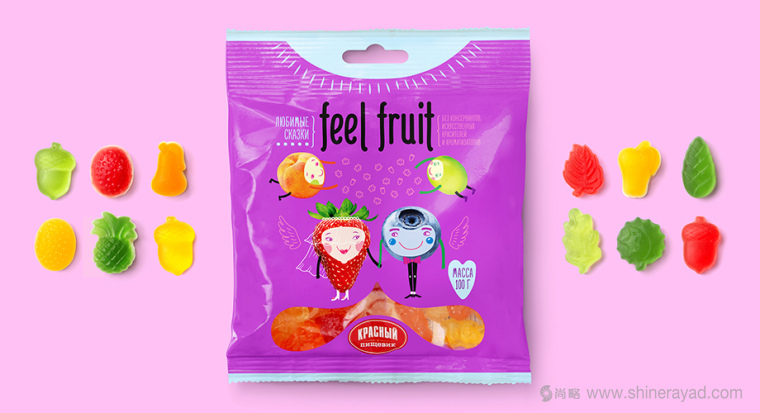 上海包装设计公司设计欣赏：可爱卡通风格 Feel Fruit 水果软糖果冻包装设计3