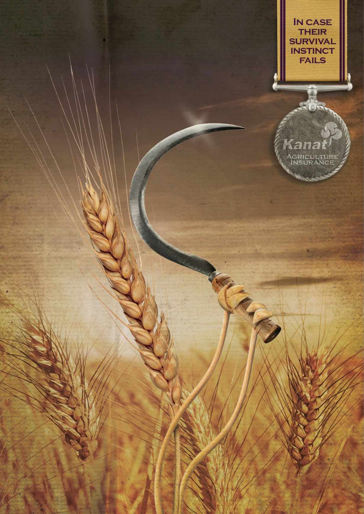 Kanat 农业保险平面创意广告设计小麦篇-上海尚略广告设计公司平面广告分享