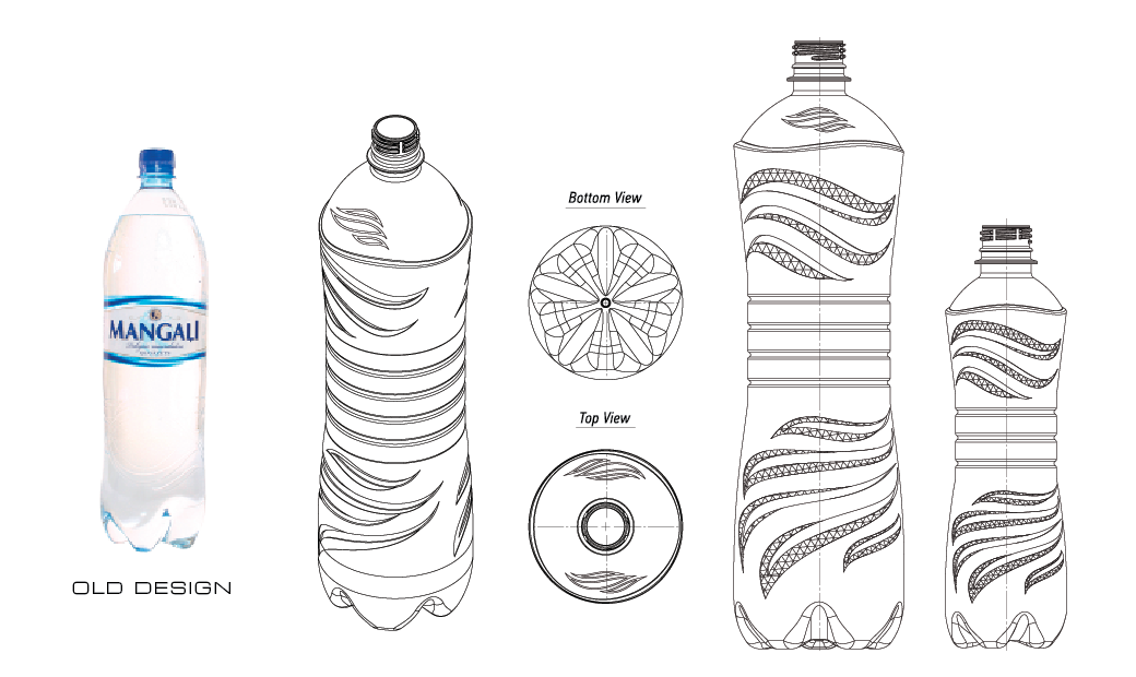 admin 矿泉水pet瓶身产品造型设计包装设计-包装立体效果手绘图设计