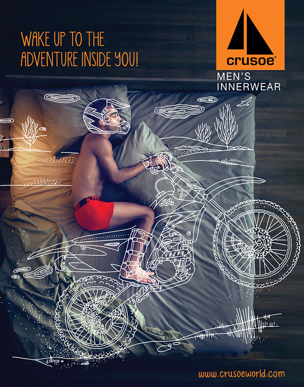 Crusoe 男性运动内衣线条创意平面广告设计-自行车运动-上海广告设计公司广告佳作1