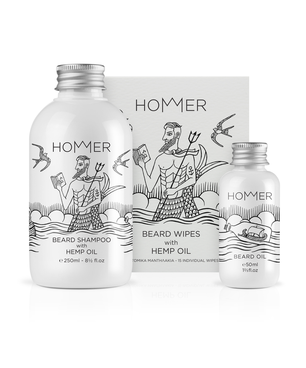 HOMMER 荷马男士美容化妆品标志设计包装设计1