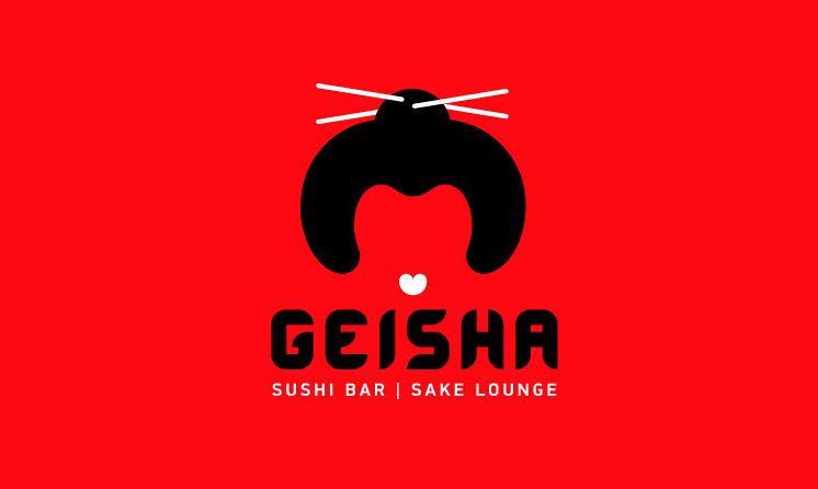 Geisha 艺伎寿司店餐饮logo设计-上海餐饮VI设计公司1-红底logo