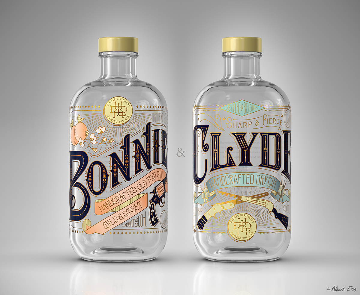 BONNIE & CLYDE Gin 杜松子白酒包装设计-国外包装设计欣赏1
