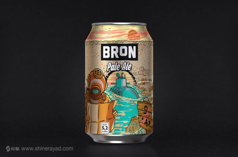 Bron 兄弟啤酒易拉潜水罐插画包装设计-上海包装设计公司包装设计欣赏1