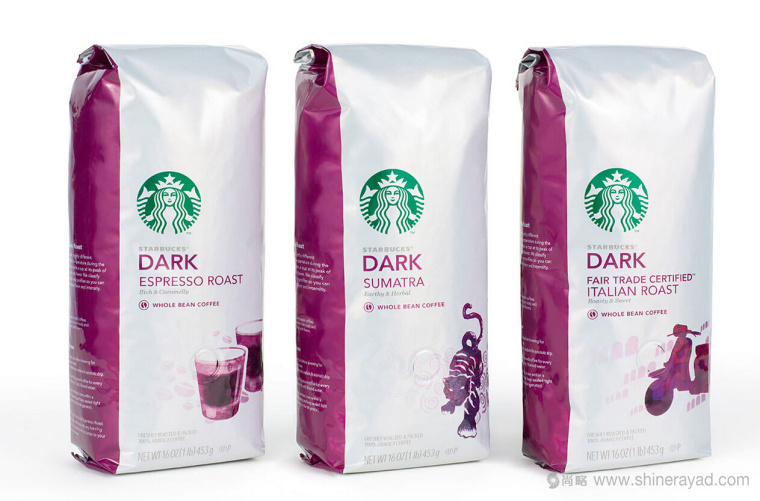 Starbucks星巴克插画风格咖啡豆咖啡包装设计1