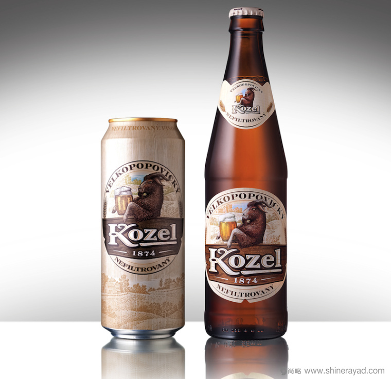 国外啤酒包装设计欣赏——俄罗斯Kozel 啤酒山羊插画包装设计1