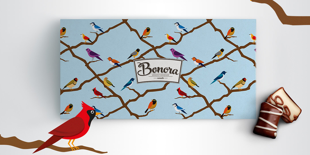 Bonora小鸟插画设计风格巧克力包装设计-上海包装设计公司国外包装设计欣赏1