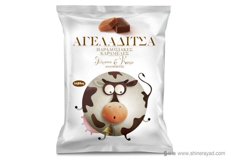 Lavdas小母牛卡通设计巧克力奶糖包装设计1
