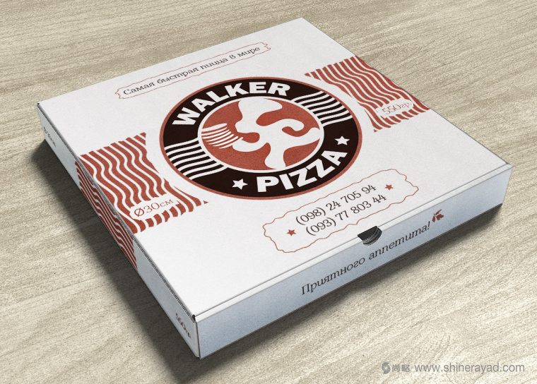 5 walker pizza 披萨连锁店品牌vi视觉形象设计-披萨包装盒设计1