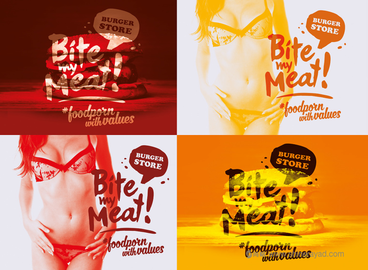 Bite My Meat 汉堡概念餐厅品牌VI视觉形象设计“女性身体篇”-上海品牌设计公司