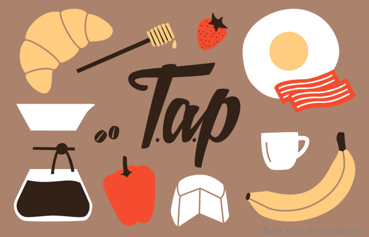 TAP 咖啡沙拉美食午餐厅餐饮品牌VI形象设计插画设计-上海餐饮品牌设计公司