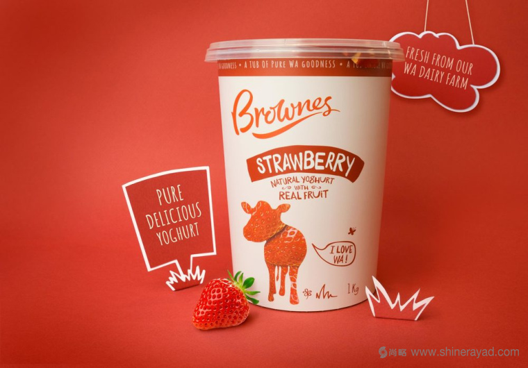 BROWNES天然酸奶冰淇淋包装设计水果牛篇-上海包装设计公司食品包装设计赏析2