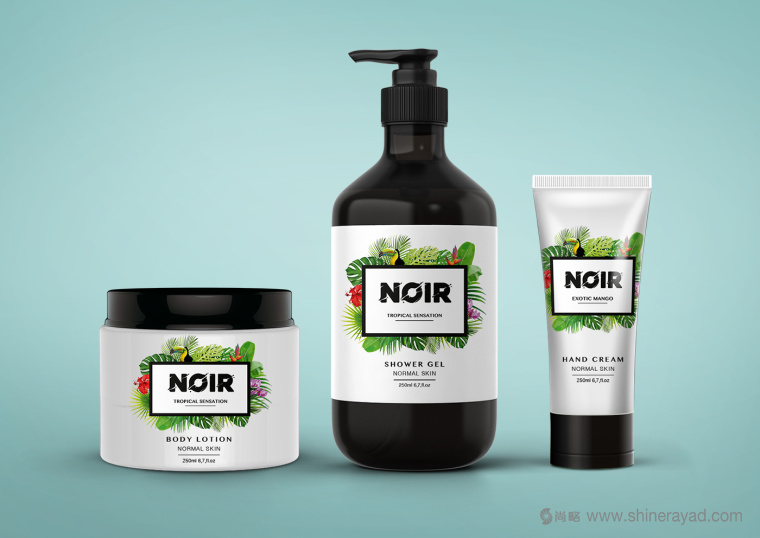 热带雨林插画 NOIR 清洁美容产品化妆品包装设计-上海包装设计公司1