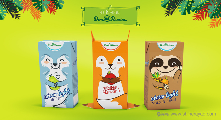 卡通动物风插画 Néctar 儿童饮料包装设计-上海包装设计公司1