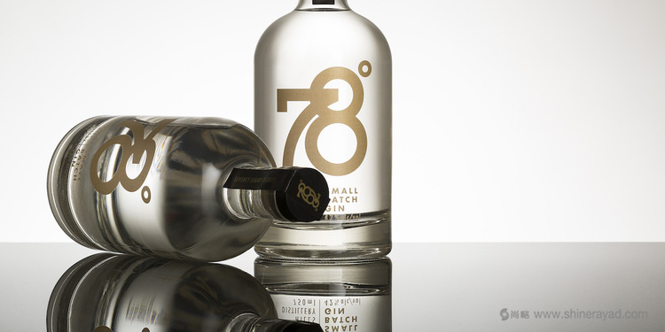 简约高端的78º 杜松子酒包装设计酒瓶瓶型设计-上海包装设计公司设计收藏1