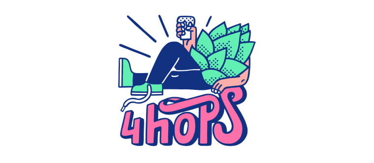 4Hops 啤酒酒吧logo设计餐厅VI形象线条插画设计-上海logo设计公司设计收藏1