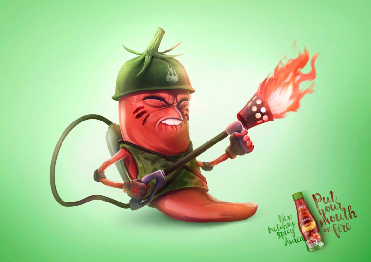 Áurea 辣椒油平面广告创意设计火焰喷射器篇-上海广告设计公司1