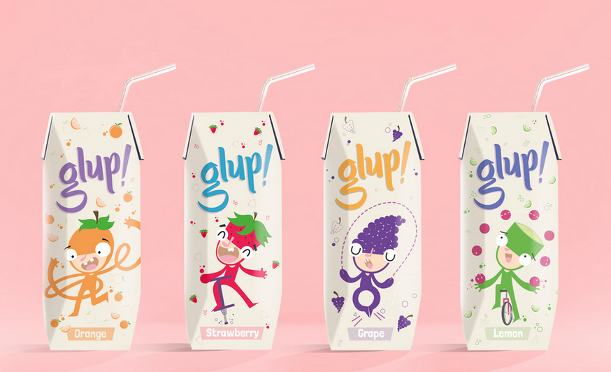 GLUP 儿童果汁饮料包装设计插画设计-上海包装设计公司包装欣赏