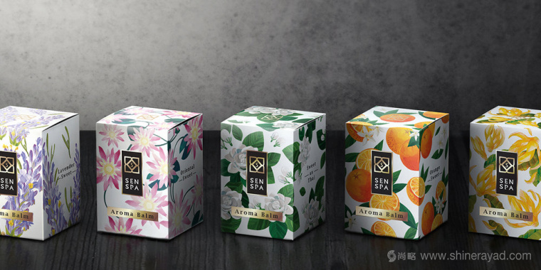花卉插画设计风格 SENSPA 唇膏外包装盒设计-上海包装设计公司设计欣赏1