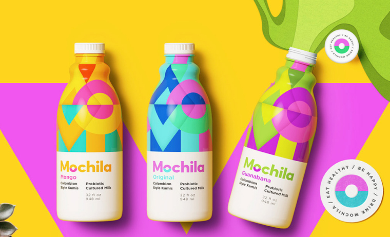 快乐多彩的几何图形风格 Mochila酸奶品牌设计包装设计-上海包装设计公司