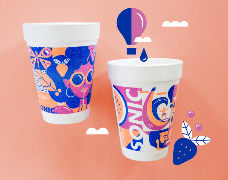 Sonic外卖饮料杯餐饮盒子包装设计，给您深深的夏日怀念