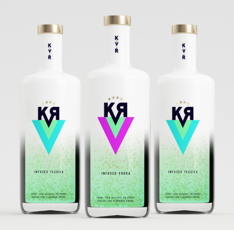 KVR酒精饮料品牌设计包装设计，互补色箭头符号，让包装超有识别性