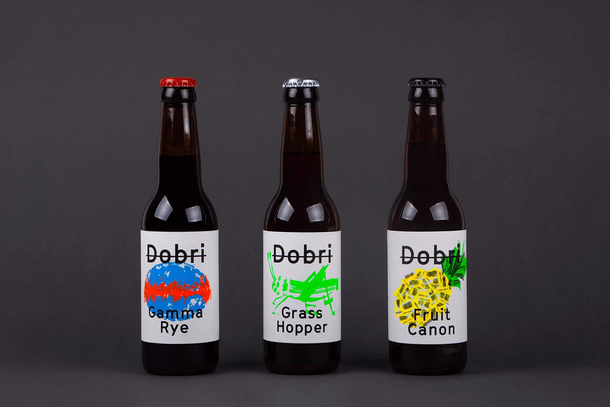 荧光涂鸦风格Dobri啤酒包装设计