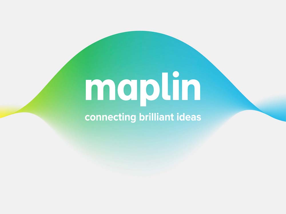 英国电子零售品牌Maplin动感渐变电子风格标志设计与VI形象设计