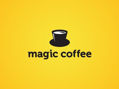 黄色背景加咖啡杯的logo设计