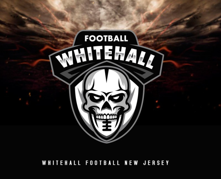 Whitehall 橄榄球联盟体育标志设计，挑战视觉的骷髅形象