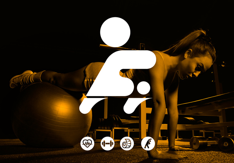 Filipe健身体育培训机构品牌logo设计，源自跑步剪影与速度的符号