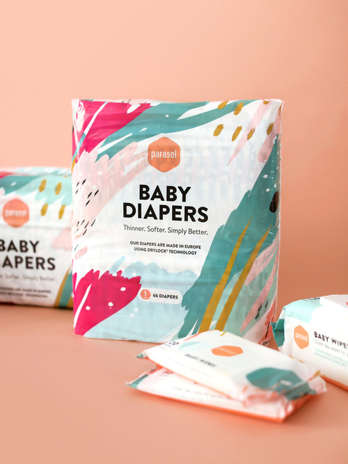 Parasol “飞溅的色彩”创意婴儿尿不湿尿布+湿巾产品包装设计－上海包装设计公司