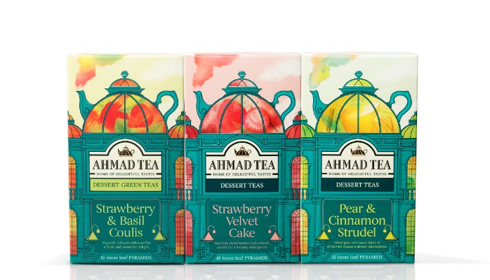 国外茶叶包装设计欣赏：ahmad tea 甜点茶金字塔系列包装设计