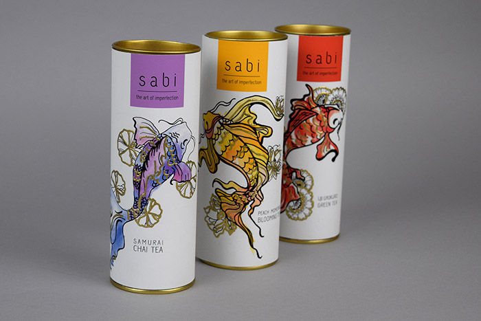 Sabi日本茶锦鲤鱼插图罐装茶叶包装设计-上海包装设计公司设计欣赏