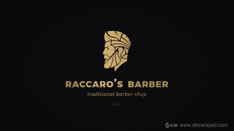 Raccaros-Barber 传统美发连锁店理发师人物logo设计-上海logo设计公司