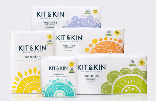 清新风格 Kit & Kin 环保型母婴品牌婴儿尿布拉拉裤logo设计包装设计