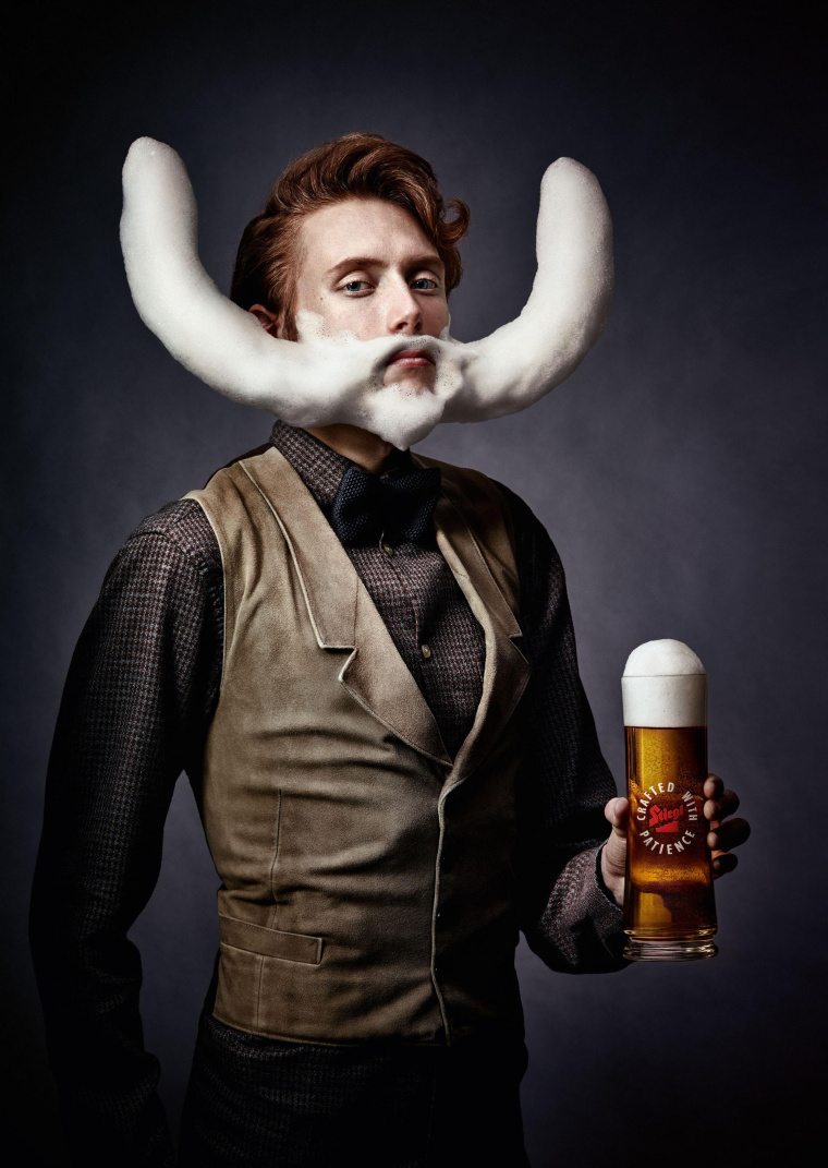 Stiegl 啤酒平面广告创意设计“啤酒泡沫胡子造型篇”-上海平面广告策划设计公司