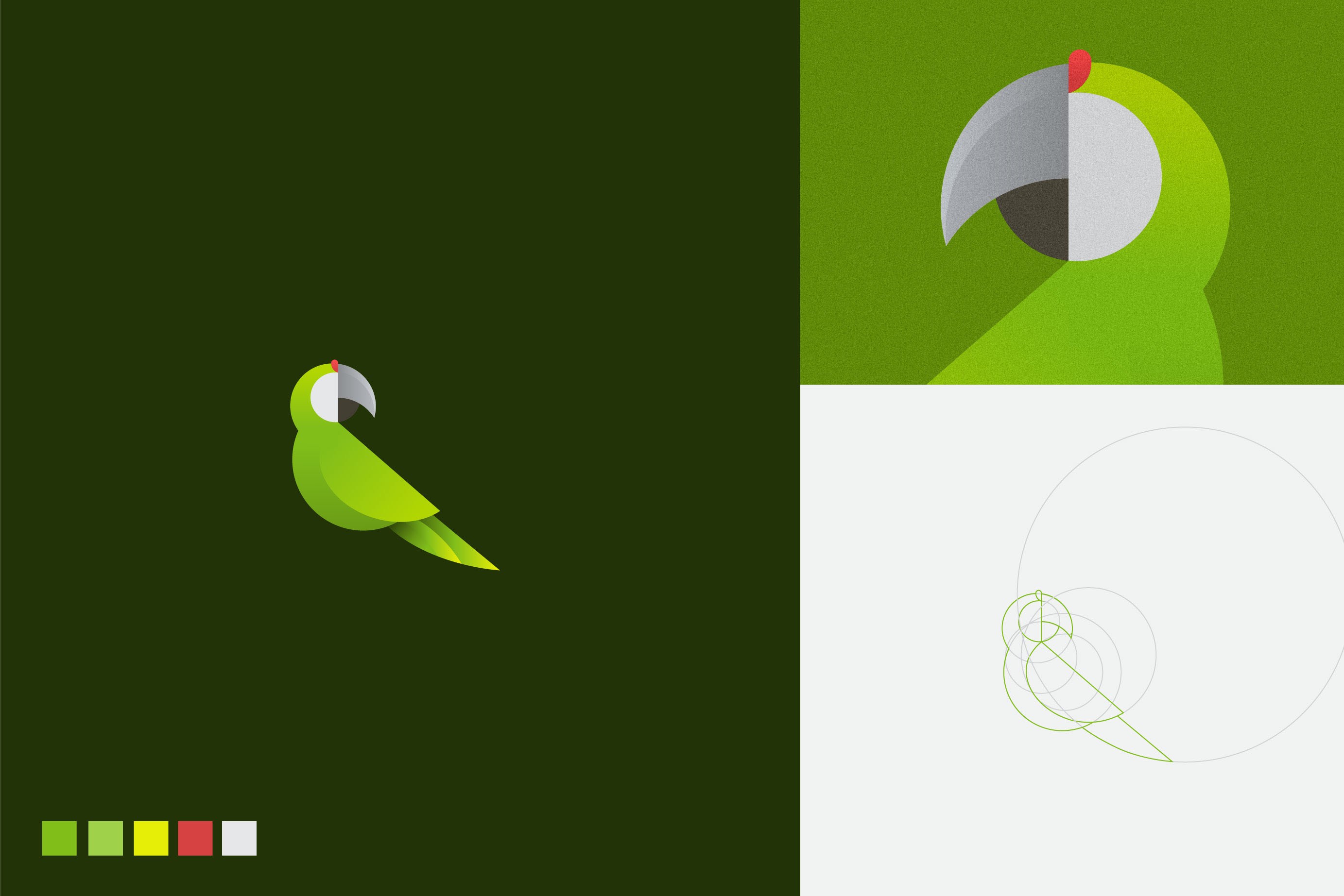 绿色鸟儿logo-黄金分割比例设计的几何图形动物logo设计图片欣赏-上海logo设计公司
